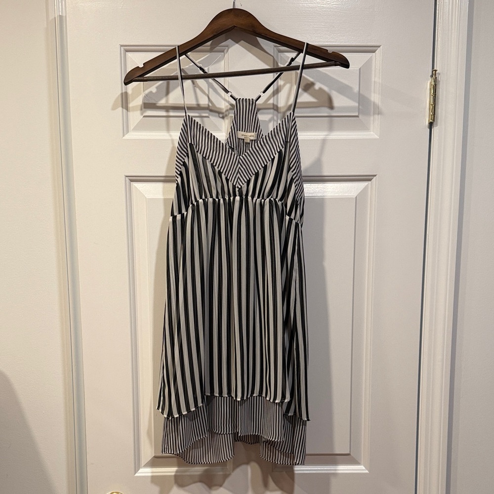silence + noise Black and White Striped Mini Dress
